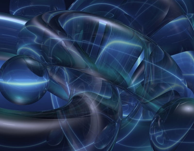 Slippery, abstract, blue, 3d and cg, HD wallpaper
