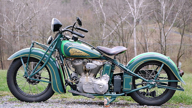 1937 Indian Chief, 1937, Green, Motorcycle, Indian, HD wallpaper