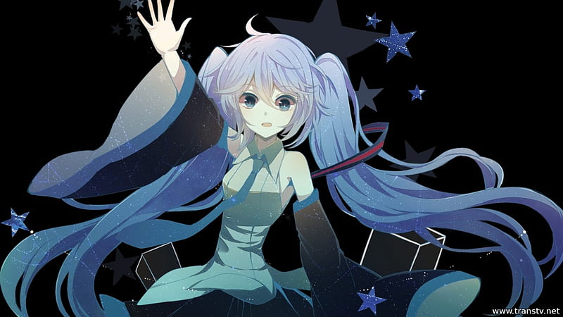 Hatsune Miku, Vocaloid, Anime, detached sleeves, Blue hair, Girl, Blue eyes, HD wallpaper