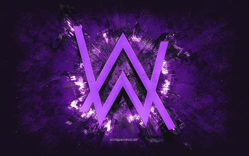 Alan Walker logo, grunge art, purple stone background, Alan Walker purple  logo, HD wallpaper | Peakpx