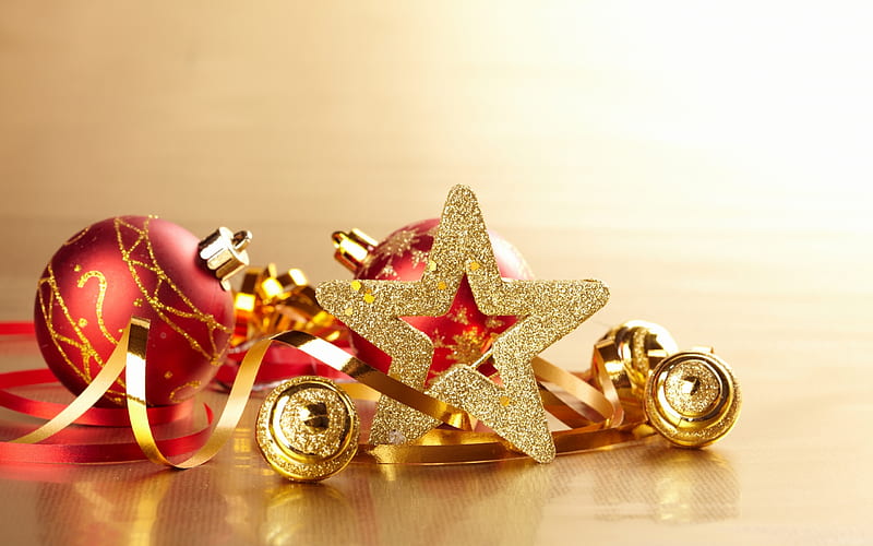 Christmas Balls, red, pretty, bonito, magic, xmas, graphy, ball, gold ...