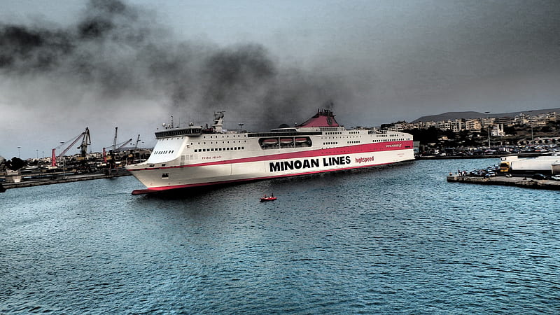 Minoan, kriti, boat, ferry, port, crete, ferries, HD wallpaper