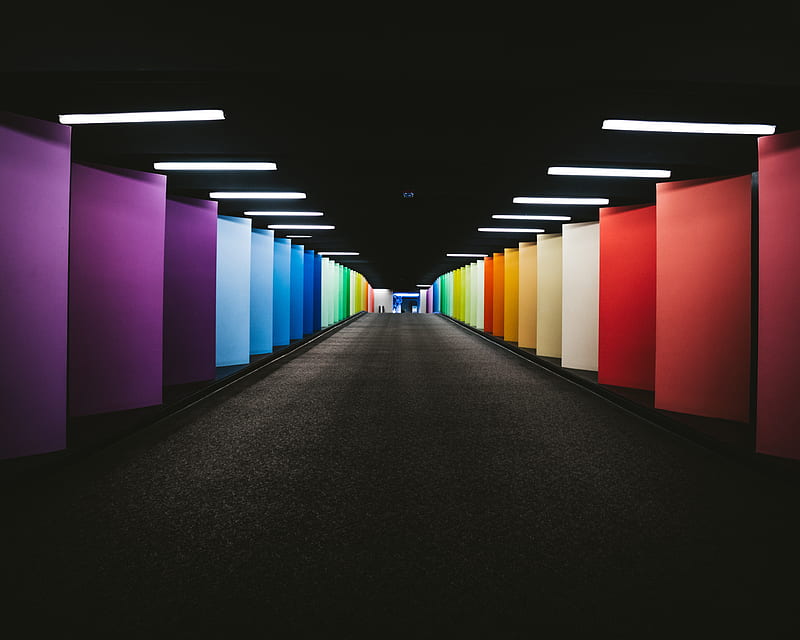 tunnel, colorful, walls, HD wallpaper