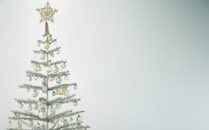 Silver Christmas Tree - Christmas small decorative, HD wallpaper