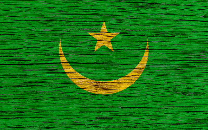 Flag of Mauritania Africa, wooden texture, Moorish flag, national symbols, Mauritania flag, art, Mauritania, HD wallpaper