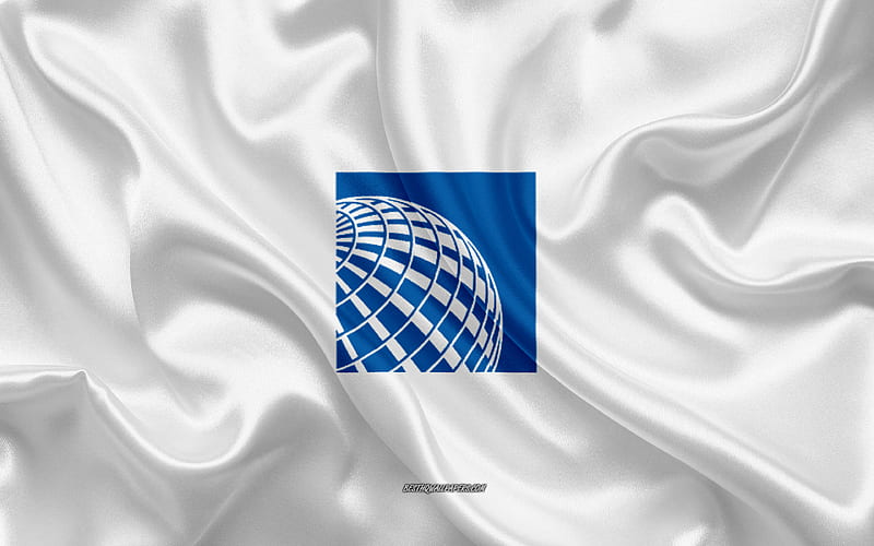 United Airlines logo, airline, white silk texture, airline logos, United Airlines emblem, silk background, silk flag, United Airlines, HD wallpaper