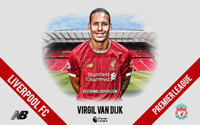 Virgil van Dijk, Liverpool FC, portrait, Dutch footballer, defender, 2020 Liverpool uniform, Premier League, England, Liverpool FC footballers 2020, football, Anfield, HD wallpaper