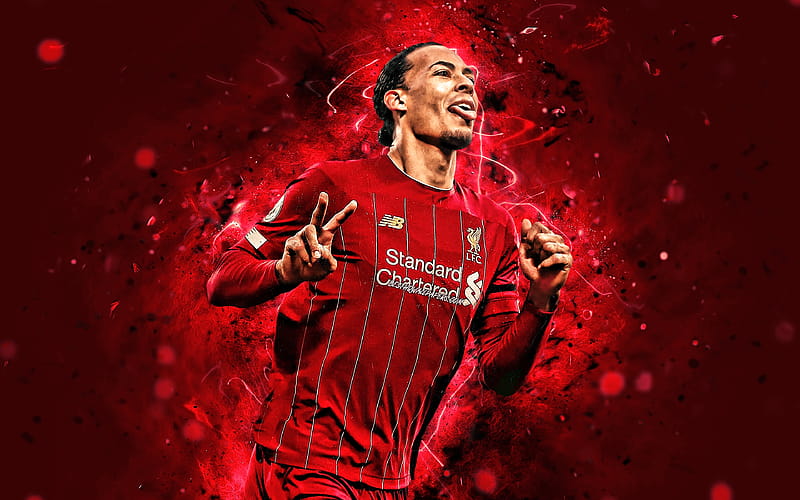 Virgil van Dijk, , goal, dutch footballers, Liverpool FC, neon lights ...