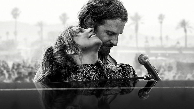A Star Is Born (2018), movie, Bradley Cooper, poster, Lady Gaga, bw, a star is born, couple, HD wallpaper