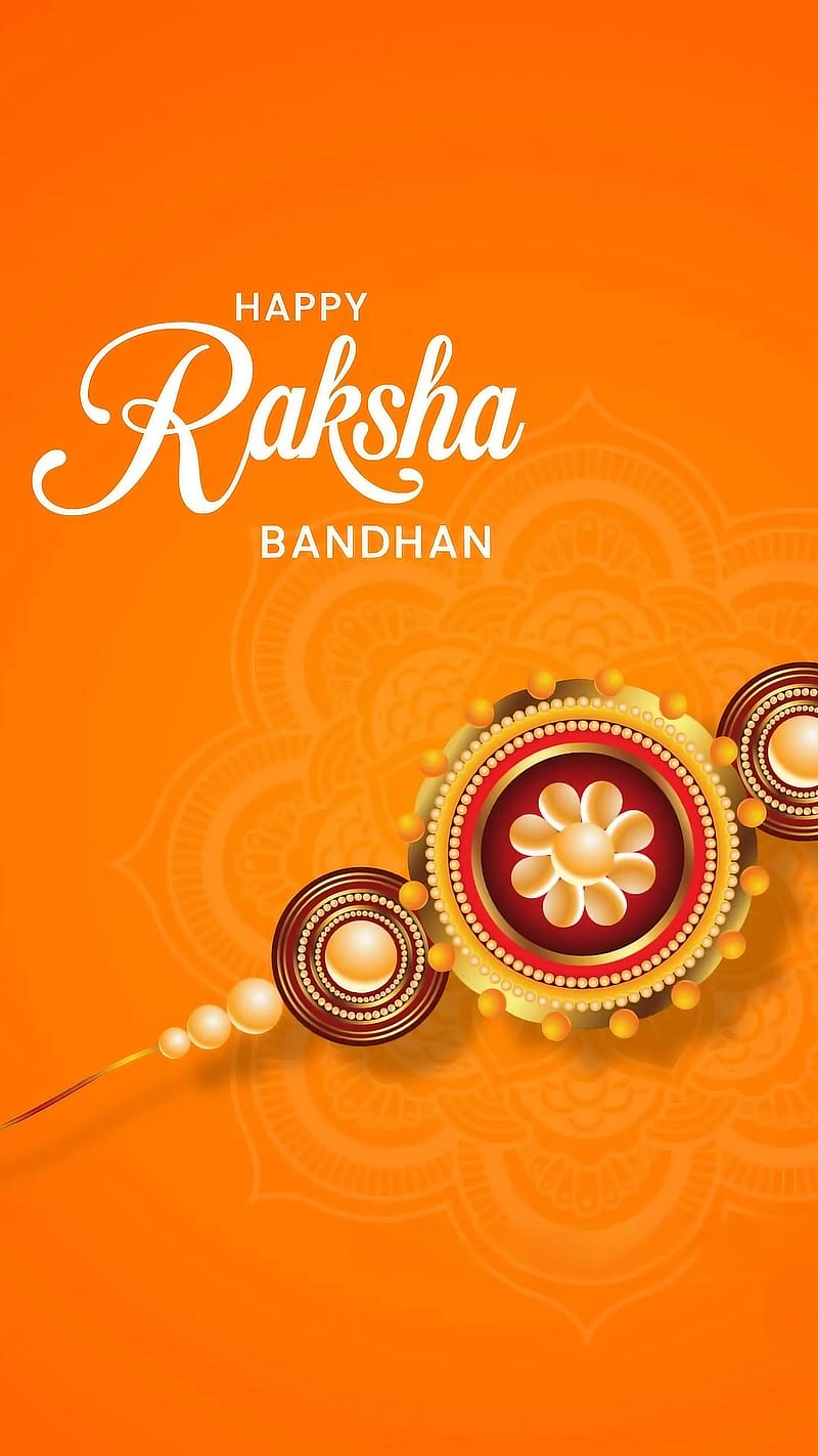 Happy Raksha Bandhan, Orange Background, raksha bandhan wala, rakhi, HD phone wallpaper