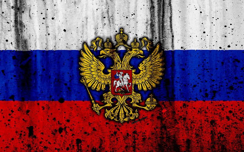 Russian flag, 4к, grunge, flag of Russia, Europe, national symbols, Russia,  coat of arms of Russia, HD wallpaper