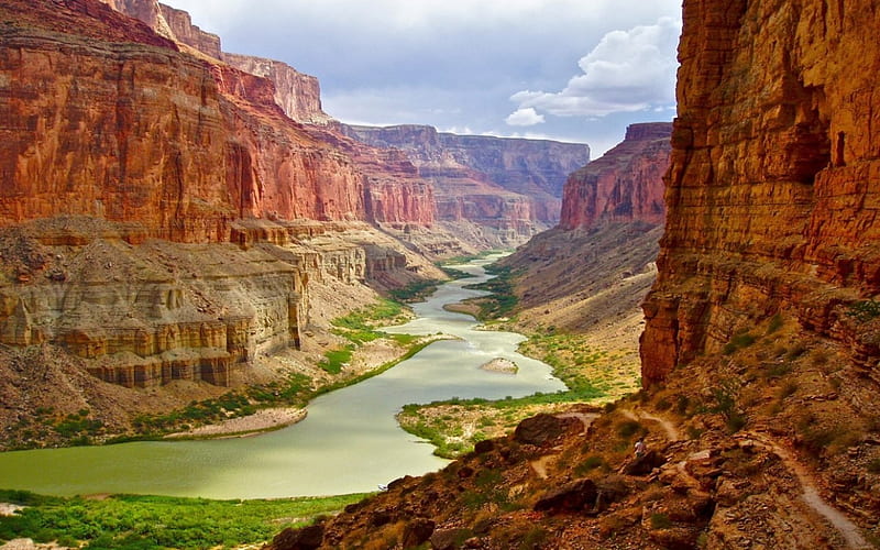 Colorado River, usa, mountains, canyon, grand canyon, landscape, HD wallpaper
