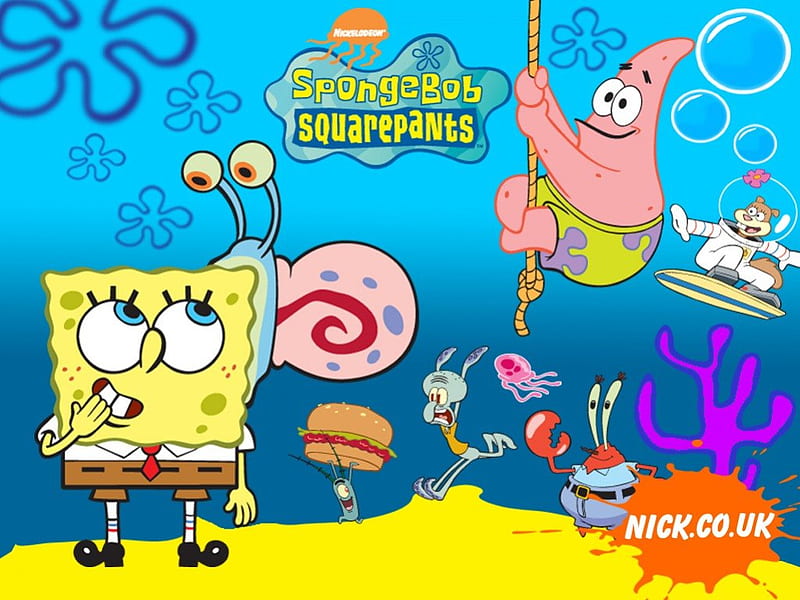 Spongebob Squarepants, Squarepants, Patrick, Gary, Mr Crabs, Squidward, cartoon, Spongebob, HD wallpaper