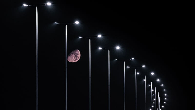 Street Lights In Moon Black Sky Background Nature, HD wallpaper | Peakpx