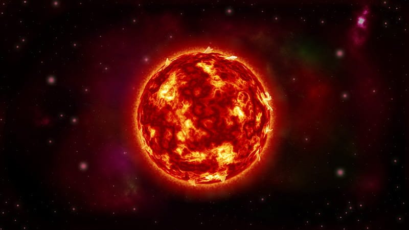 Big Sun, red, sun, planet, galaxy, HD wallpaper
