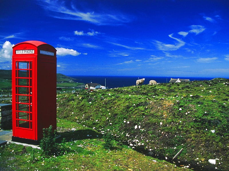 Telephone Box in Scotland, telephone booth, abstract, telephone box, england, HD wallpaper