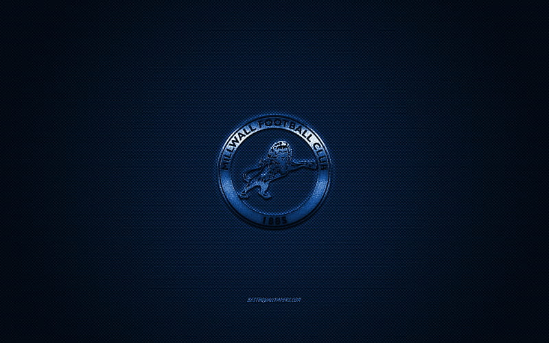 Millwall FC, English football club, EFL Championship, blue logo, blue carbon fiber background, football, Bermondsey, Millwall FC logo, HD wallpaper