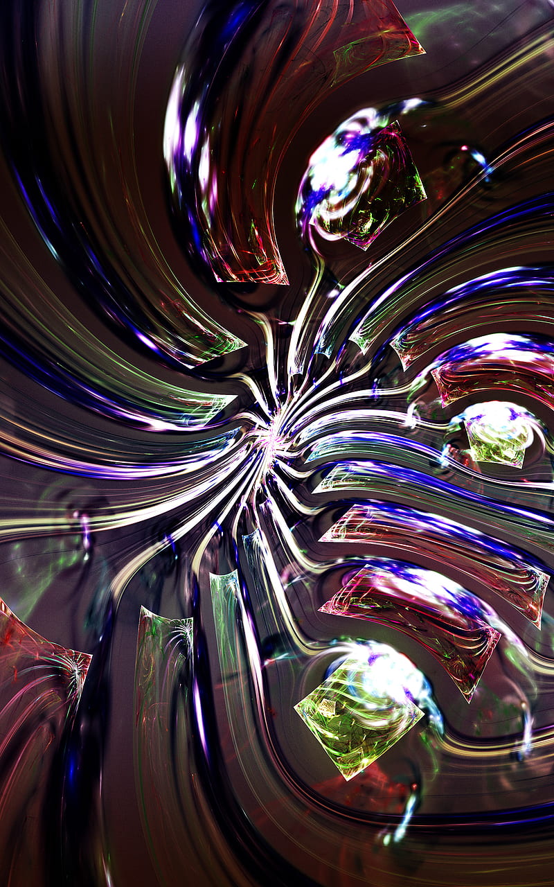 fractal, tangled, bright, shards, abstraction, HD phone wallpaper