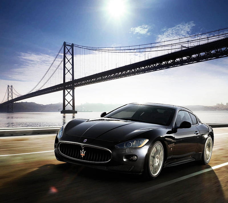 Black Car, auto, bridge, fast car, racing car, stylish, vehicle, HD wallpaper