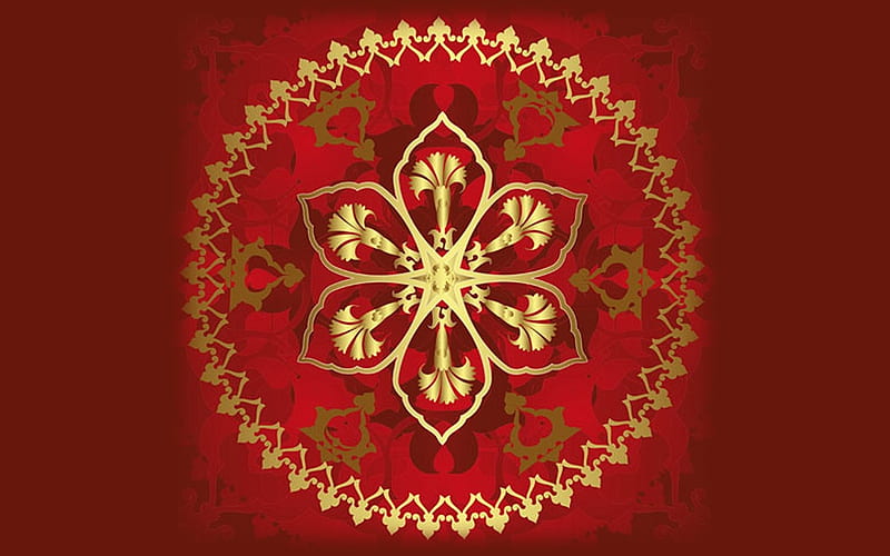 Golden Flower, flower, dark red, gold, vector, HD wallpaper | Peakpx