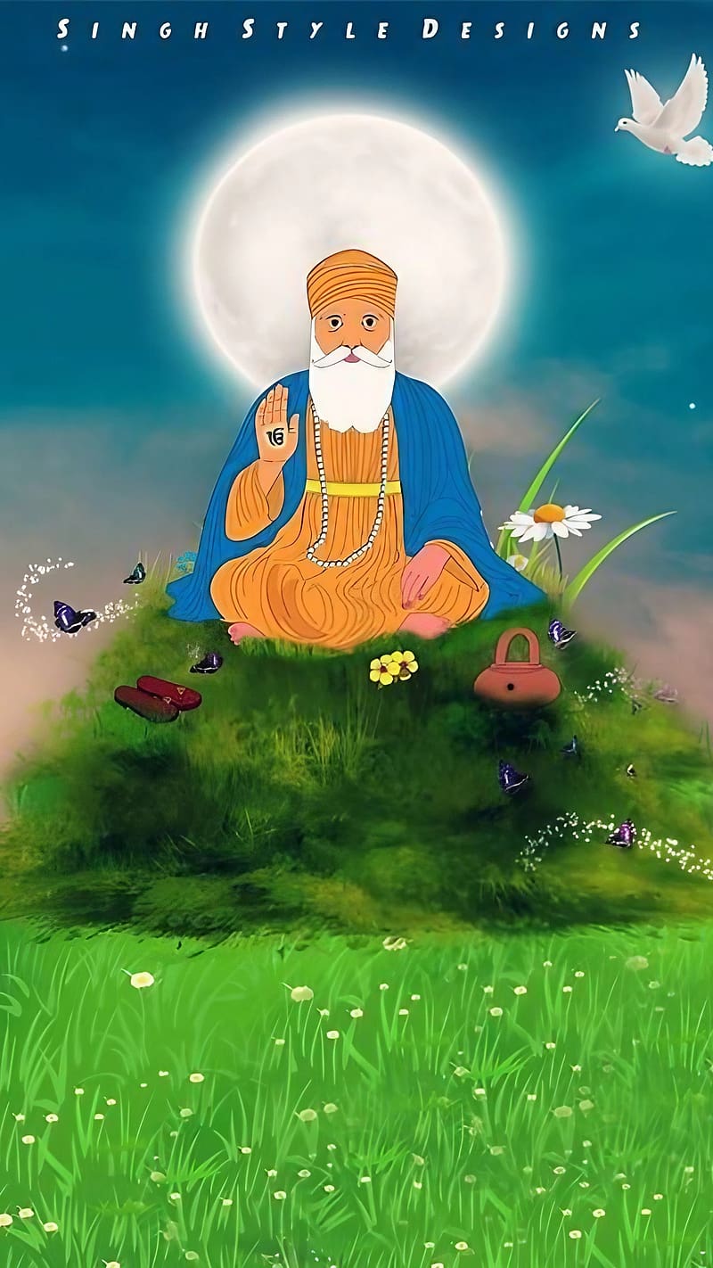 Guru Nanak Dev Ji Ka, vector art guru nanak, lord, god, bhakti, devtional, HD phone wallpaper
