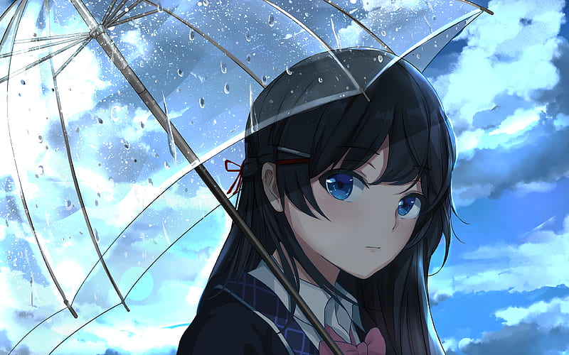 Mito Tsukino Virtual YouTuber, rain, Nijisanji, Virtual Livers, Shizuka Rin, HD wallpaper