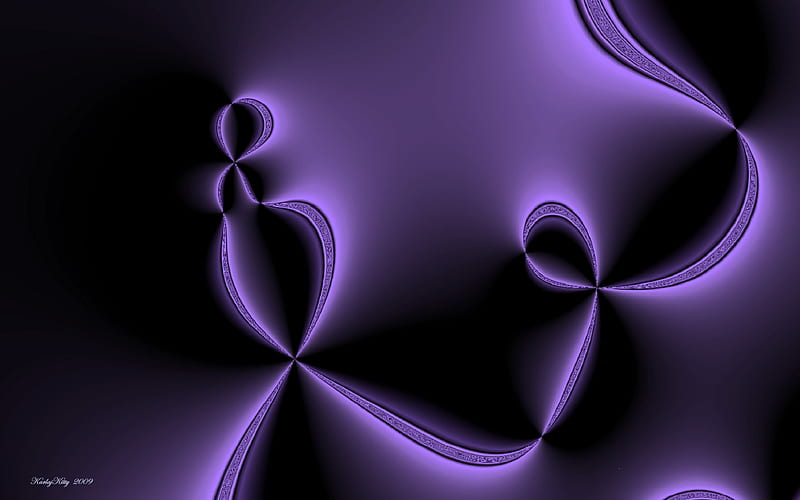 Purple Ribbons, purple, cg, fractal, dark, ribbon, black, fractals, ribbons, HD wallpaper