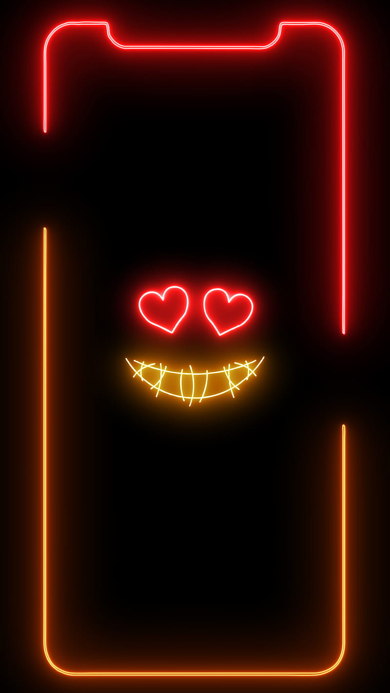 IPhone Frame, amoled oled black background, eyes, glowing, heart, iframes  frame frames glowing neon boarder line popular trending new iphone apple  high quality live border notch, HD phone wallpaper | Peakpx