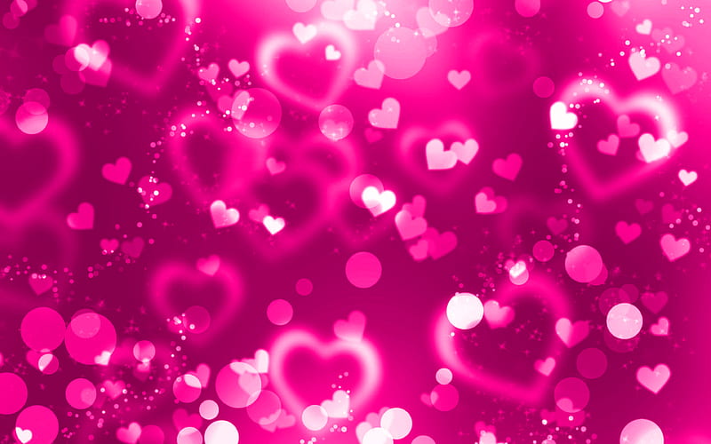purple glare hearts purple glitter background, creative, love concepts, abstract hearts, purple hearts, HD wallpaper
