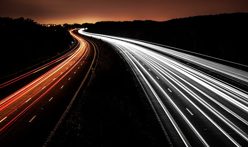 graphy, Time-lapse, Night, Road, Time-Lapse, HD wallpaper
