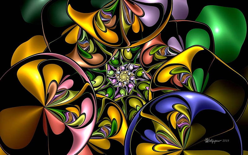 Smooth Glass Floral Loonie, flower, colors, abstract, fractal, digital art, HD wallpaper