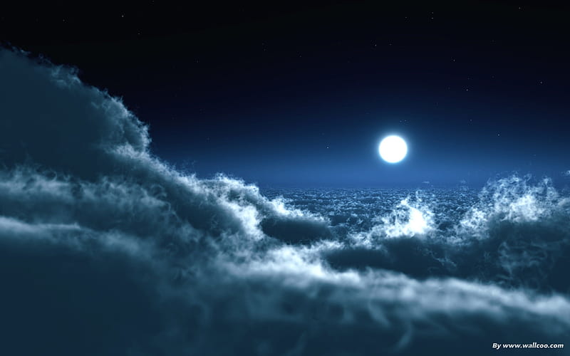 Moonlight-the moon above the clouds, HD wallpaper