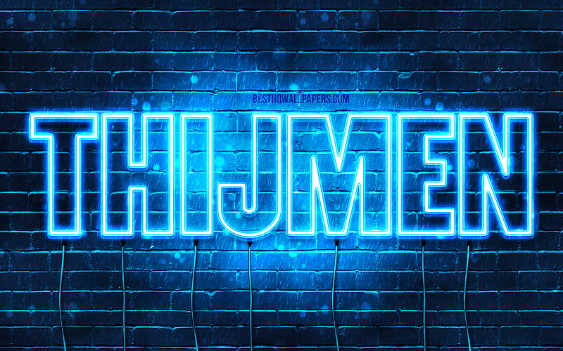 Thijmen with names, Thijmen name, blue neon lights, Happy Birtay Thijmen, popular dutch male names, with Thijmen name, HD wallpaper