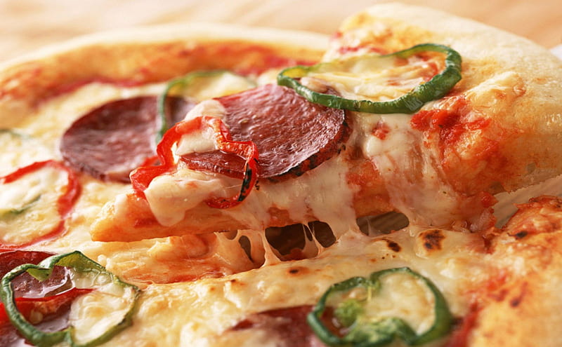 Italian Pizza, sauce, mozzeralla, abstract, dough, crust, italian, cheese, pepper, pizza, pepperoni, HD wallpaper