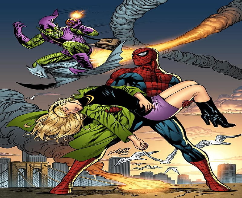 Spider-man vs Green Goblin, spiderman, green goblin, gwen stacy, new york,  HD wallpaper | Peakpx