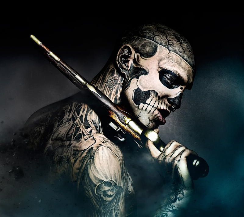47 Ronin Freak, action, drawn, game, guns, horror, skull, tattoo, HD wallpaper