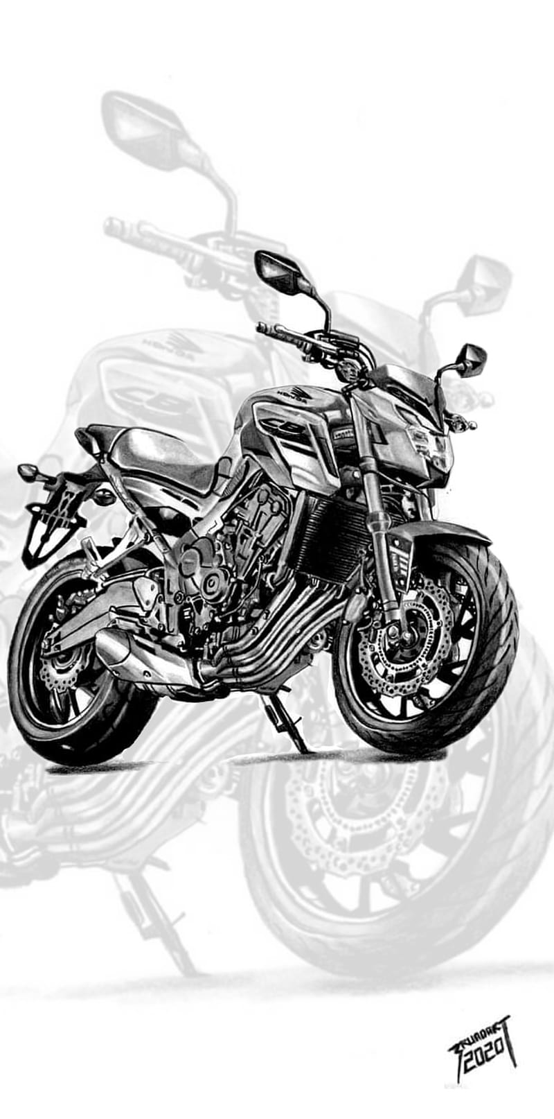 CB650F, cartoon, desenho, draw, drawing, honda, ilustration, moto,  motorcycle, HD phone wallpaper