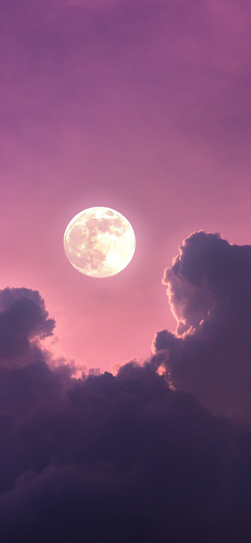 Full moon , Clouds, Pink sky, Scenic, Aesthetic, Nature, Pink and Blue Moon, HD phone wallpaper