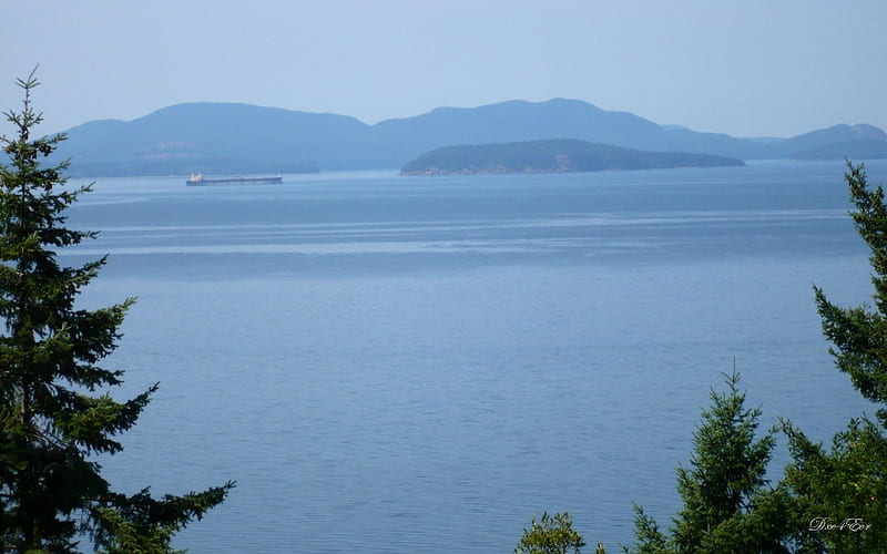 Oil Barge, , water, washington, ocean, barge, island, blue, HD wallpaper