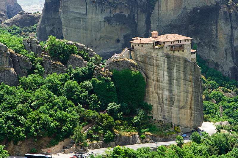 Meteora, mountain, greece, orthodox, monasteries, stone, nature, HD wallpaper