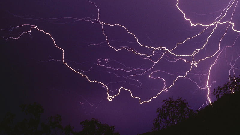 Lightning in Purple Sky, lightning, purple, nature, forces of nature, sky, HD wallpaper