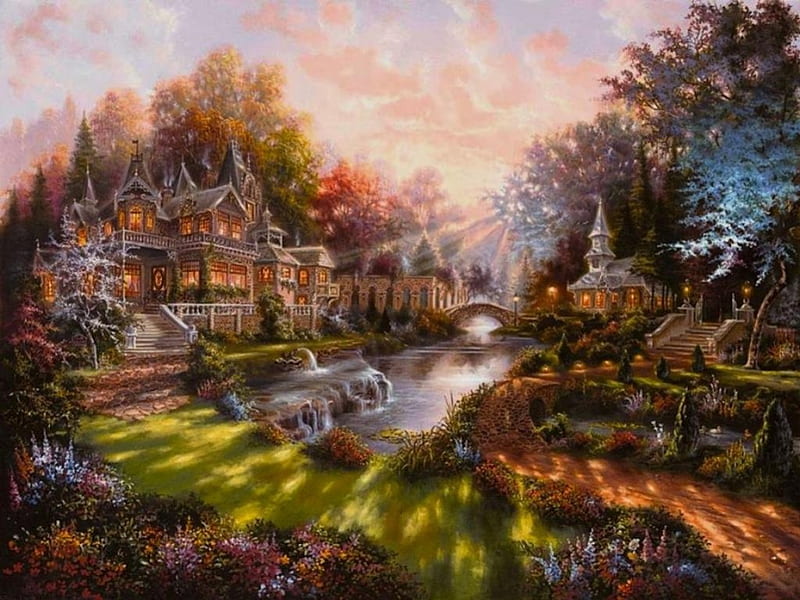 Peaceful Homestead, BEAUTY, HOME, PAINTING, HD wallpaper