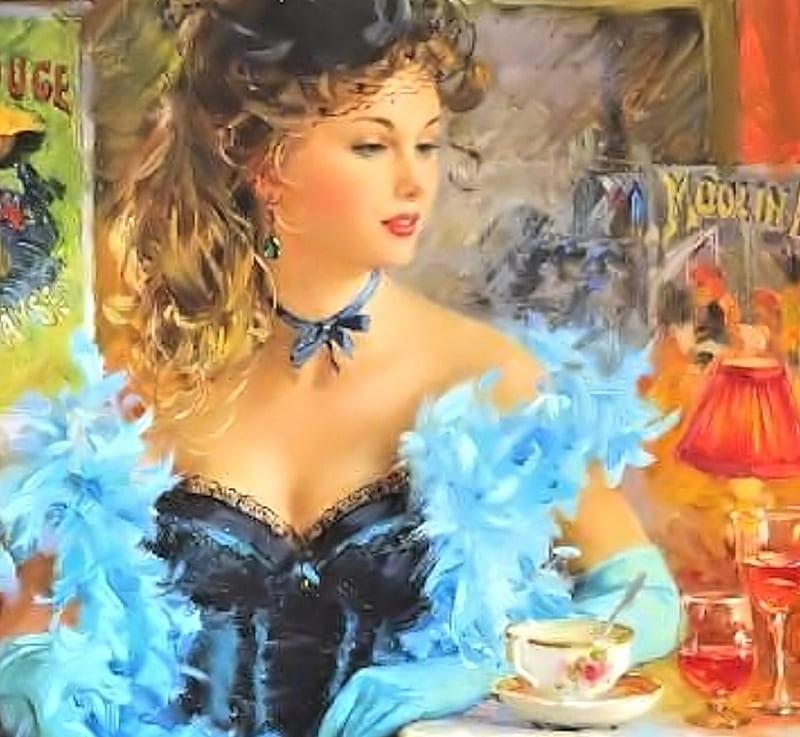 Painting by Konstantin Razumov, pretty, Woman, Painting, Art, HD wallpaper