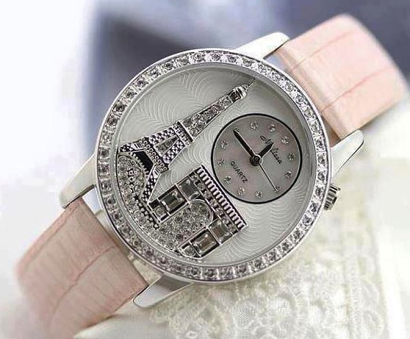 Relief in watches, times, watches, eiffel, diamonds, pink, mood, HD ...