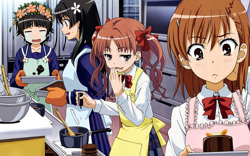 Garotas na cozinha, desenho, bonitas, cozinha, anime, garotas, HD wallpaper