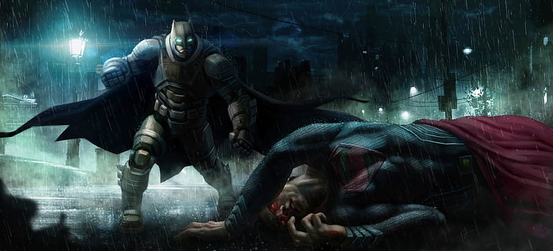 Batman Kills Superman, batman, superman, superheroes, artwork, digital-art, HD wallpaper