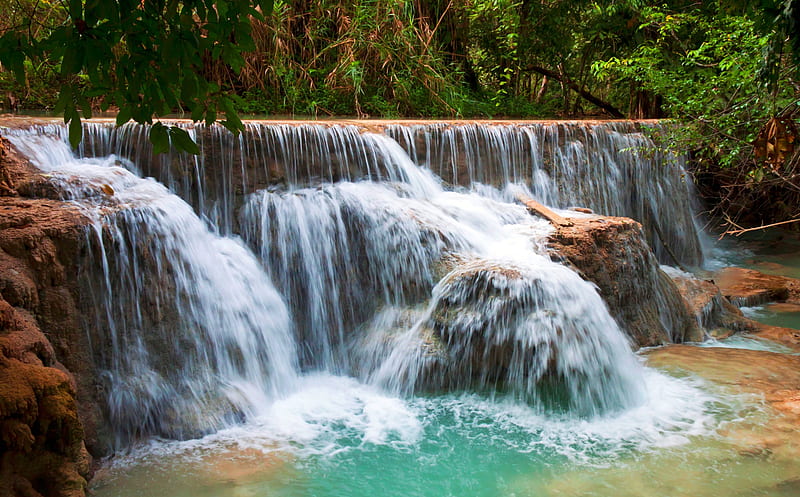 KOUANGSI FALLS,LAOS, Luang, cascades, Waterfalls, Laos, Kouang Si, Prabang, HD wallpaper