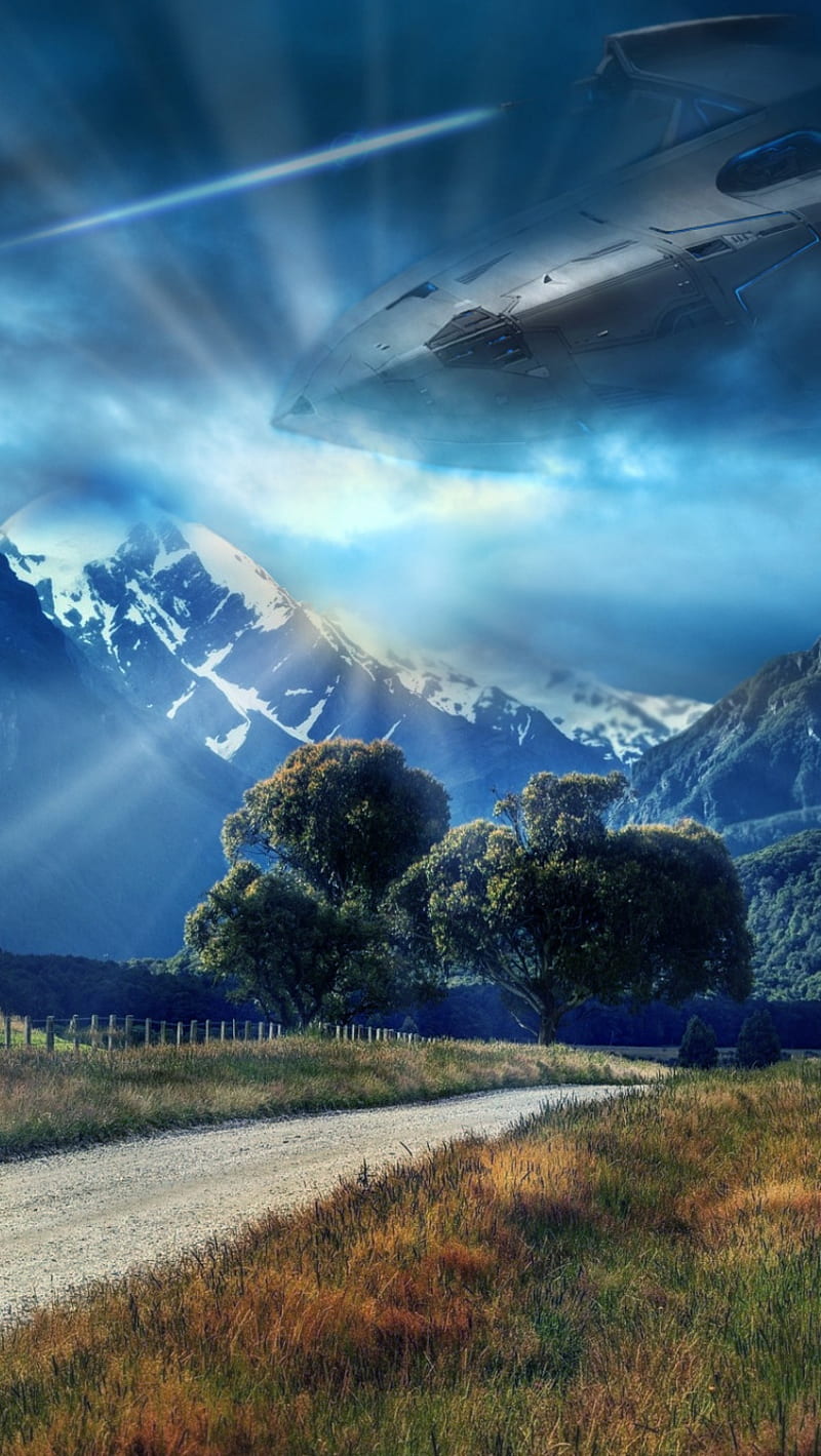 Spaceship, nature, ship, sky, space, HD phone wallpaper