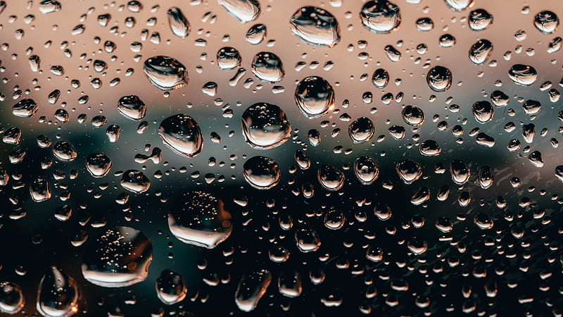 drops, glass, surface, wet, transparent, macro, HD wallpaper