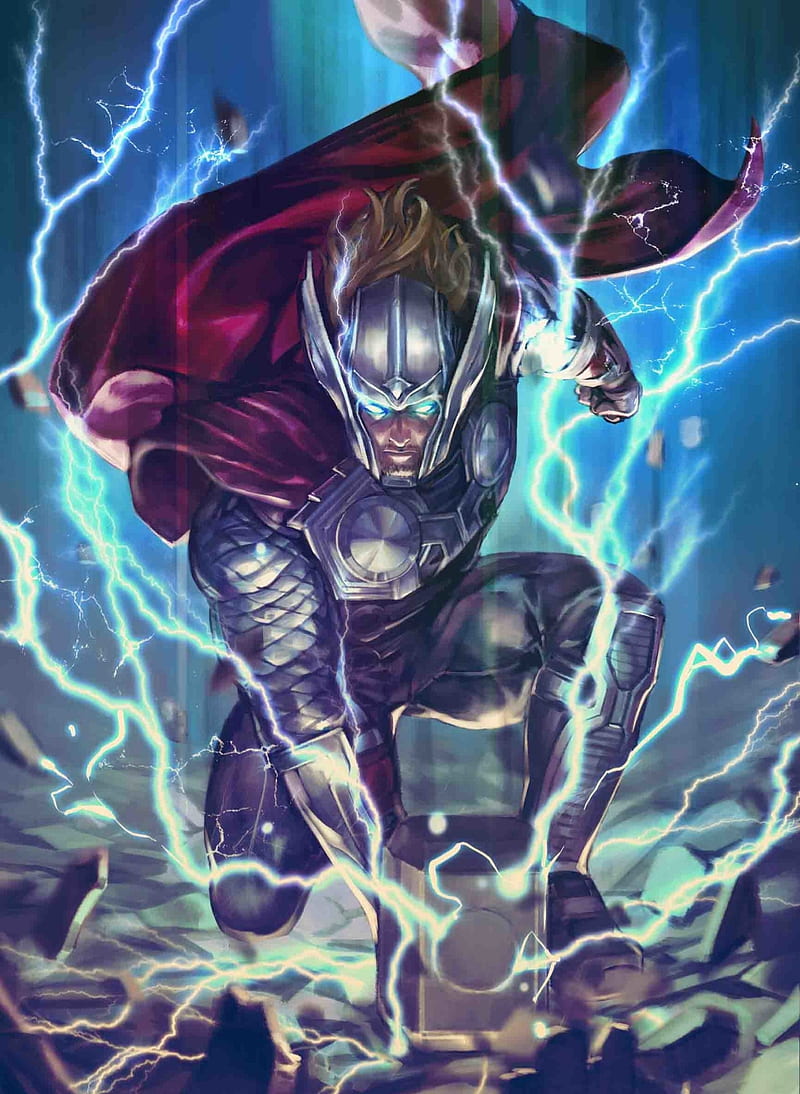 Thor, comic, hammer, loki, marvel, marvel comic, mjolnir, nordic, odin, superheroe, HD phone wallpaper